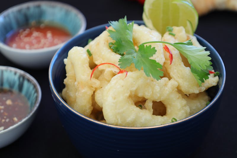 Calamari fritti with lemon and marinara sauce